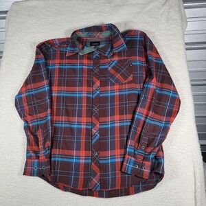 Marmot Flannel Shirt Mens XL Burgundy Blue Plaid Long Sleeve Button Down Pocket